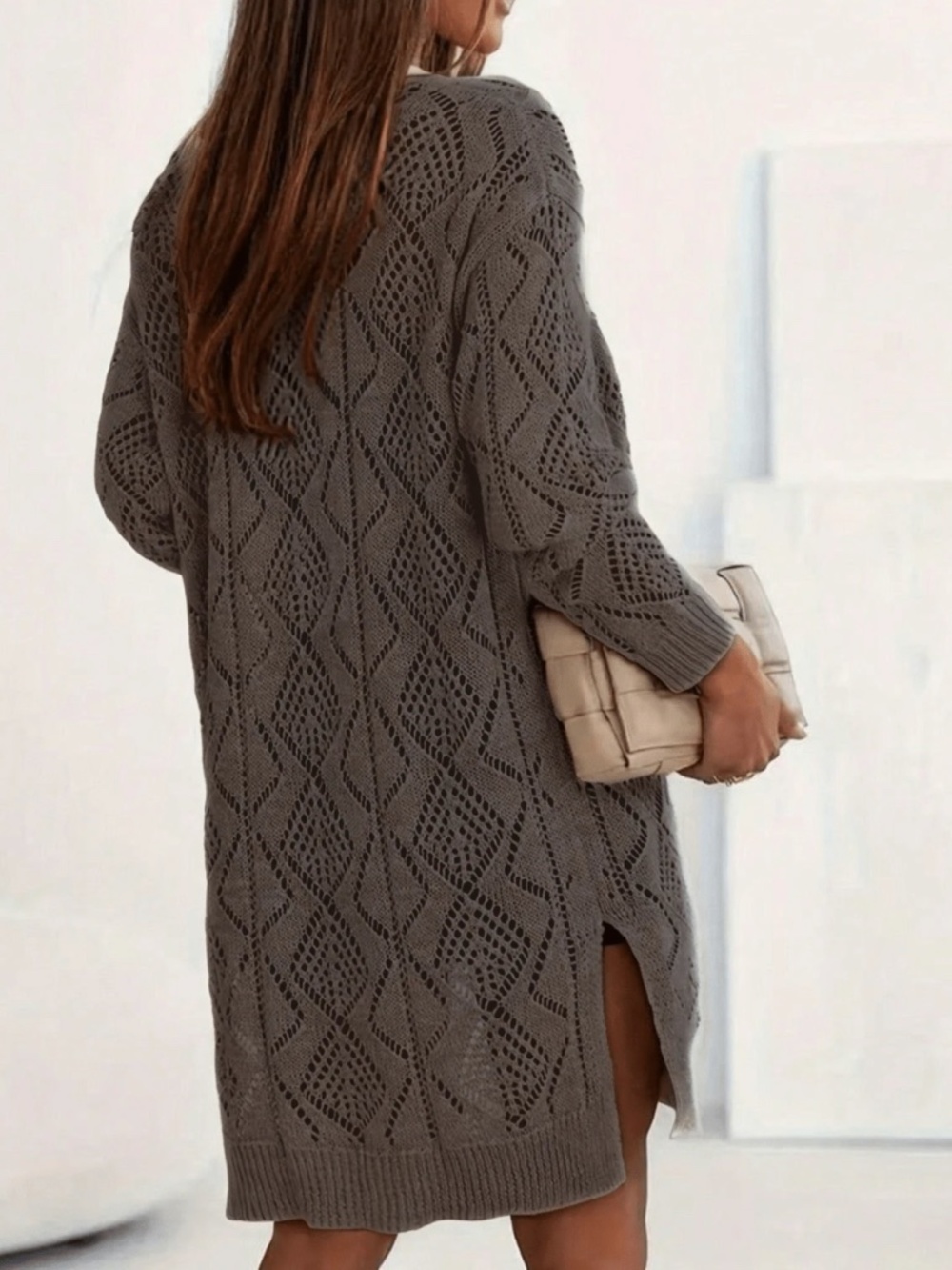 Cozy Semi Sheer Open Front Loose Fit Cardigan - Picture 7 of 10
